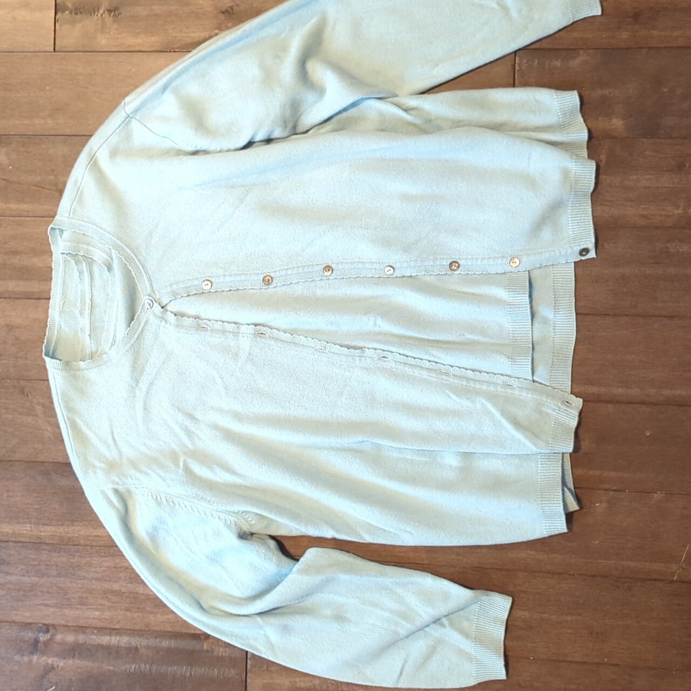 Light blue, cardigan cashmere set, L